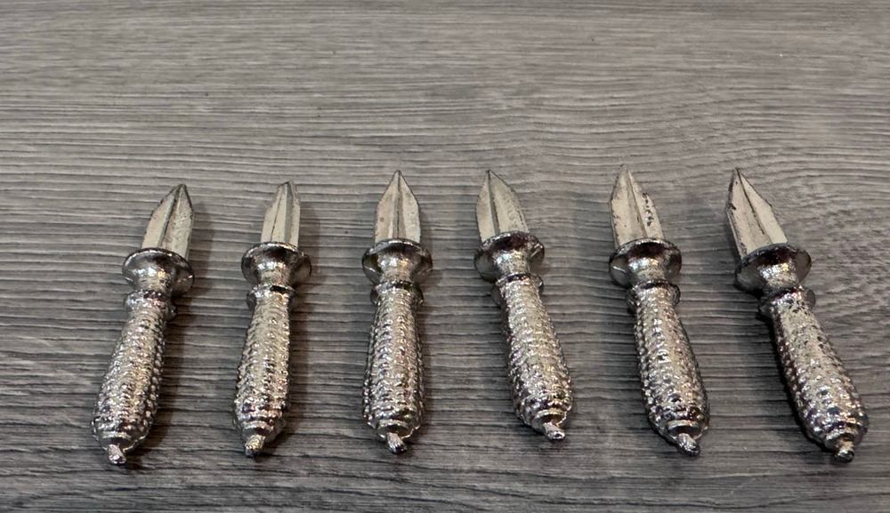 Vintage Corn Cob Holders Set of 6 Patented Silver Metal Skewers Picks 3 pair